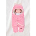 Beibons Çift Kat Elyaflı Dış Kundak Peluş Battaniye Welsoft Bebek Uyku Tulumu - 0 - 1 Yaş - Pembe