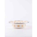 Beige Dama Desenli Emaye Çukur Makarna ve Salata Tabağı 24CM
