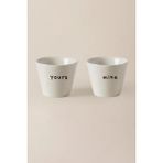 Beige & Stone 2’li Mottolu (Yours - Mine) Türk Kahvesi & Espresso Seramik Bardak Seti - 2 Adet - 50 ml