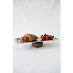 Beige & Stone Ahşap Ayaklı Çelik Metal Servis Sunum Tabağı - 33 Cm