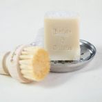 Beige & Stone Doğal Mutfak Seti | 11,5 cm Çelik Sabunluk & Zeytinyağlı Katı Bulaşık Sabunu 100 gr