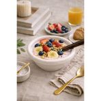 Beige & Stone Seramik Donut Bowl Kahvaltılık Tatlı Salata Kase Krem