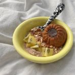 Beige Stone Seramik Donut Bowl Kase Sari