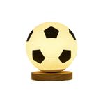 BEIJIALY 3D Futbol Kristal Top Lamba, Futbol Uzaktan Kumanda LED Gece Lambası Masif Ahşap Cam Küçük Masa Lambası Uzaktan Karartma Başucu Yatak Odası Çalışma Dekorasyon(Siyah beyaz 1)