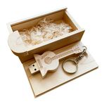 BEIJIGUANG Gitar Şekilli Bellek Çubuğu 2.0/3.0 Akçaağaç Ahşap USB Flash Sürücü USB Disk Ahşap Kutuda (2.0/32GB)