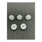 BEİLYS COSMETİCS & ACCESSORY Özel Tasarım Gümüş Kasa Çiçek Desenli Taşlı Düğme 5 Adet (1,5 cm)BD:46