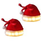 BeisDirect 2 Adet LED Noel Şapkası Yetişkin Gençler Boyutu - Işıklı Peluş Noel Baba Şapkası Noel Kostümü Sahne Tatil Parti Malzemeleri (48 cm x 35 cm, Kırmızı)