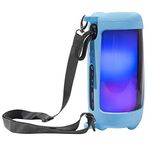 BeisDirect JBL Pulse 5 Kablosuz Bluetooth Hoparlör için Yeni Dış Mekan Seyahat Silikon Kılıf, Omuz Askılı ve Karabina ile JBL Pulse5 Kılıfı için Taşınabilir Çizik Darbe Kılıfı (Floresan Mavi)