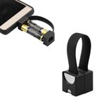BeisDirect Taşınabilir Acil Telefon Şarj Cihazı 2 adet AA Pil ile Çalışır Mikro USB/USB-C/A pple Konnektörleri Evrensel Telefon için (Siyah, Mikro USB + elma)