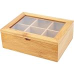 Bej Bambu 6 Gözlü Vintage Tarz Saklama Kabı, Mutfak ve Banyo Düzenleyici - Ahşap - Bej - Seçenek 1