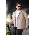Bej Cepli Basic Erkek Polar Gömlek E6764 - 2XL