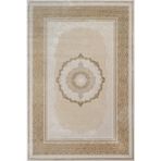 Bej Çerçeveli Pamuk Makinada Yıkanabilir Kaymaz Taban Dijital Makine Baskı Salon Halı-I-Krm_Elit-002A-100x250