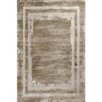 Bej Çerçeveli Pamuk Makinada Yıkanabilir Kaymaz Taban Dijital Makine Baskı Salon Halı-I-Krm_Prag-002A-300x400