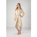 Bej Dantelli Bambu Cotton Bayan Bornozu