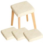 Bej Dikdörtgen Puf Örtüleri 4'lü Set Streç Bar Taburesi Slipcovers Kare Sandalye Koruyucuları Elastik Yemek Sandalyesi Kılıfları 2-4 Parça - Üstün Kalite