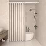 Bej Duş Perdesi 220x200cm Su Geçirmez Anti Kalıp Makinede Yıkanabilir Polyester Banyo Perdesi Kancalı Şık ve Dayanıklı Küvet için