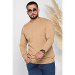 Bej Erkek Bisiklet Yaka Desenli Triko Kazak P-00005896 - XL