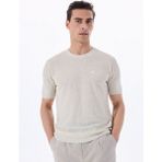 Bej Erkek Bisiklet Yaka Relaxed Fit Keten Karışımlı Kazak F5SM-KZK 2051 - 2XL