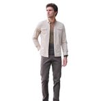 Bej Erkek Gömlek Ön Cepli Çıtçıtlı Kol ve Manşet Baskılı Slim Fit Yıkamalı NCS JEANS 7225 BEJ L