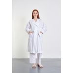 Bej Fine Factory Brodeli Kuşaklı Beyaz Trençkot - Beyaz - Beyaz - 38