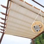 Bej güneş tentesi, 2,5 x 2,5 m, %95 UV bloklu, ışık filtreleme, gölgelik, veranda, pergola, çardak için, klipsler dahil