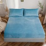 Bej kadife kış lastikli çarşaf 90 x 200 cm ekstra sıcak flanel yatak çarşafı, yüksek yatak için, düz desenli havlu kumaş, lastikli çarşaf, kutu yaylı yatak, yatak tabanına uygun, yükseklik 25 – 30 cm