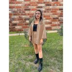 Bej Kadın Oversize Şardonlu Suni Deri Ceket - XL - Relax Fit