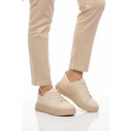 Bej Kalın Taban Bağcıklı Unisex Spor Ayakkabı OZ-03 Z