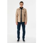 Bej Kaşe Kolej Yaka Astarlı Slim Fit Dar Kesim Casual Mont 1007235172