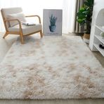 Bej kaymaz halı 170 x 280 cm, yıkanabilir uzun tüylü halı, oturma odası, yatak odası ve koridor için - yumuşak iç mekan paspası, ev dekorasyonu için mükemmel