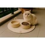 Bej Kedi Mama Paspası 40X40 Cm, Şık ve Kullanışlı Rahat Kullanım Sağlar. - Seçenek 1