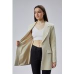 Bej Kruvaze Uzun Blazer Ceket Bej S