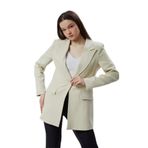 Bej Kruvaze Uzun Blazer Ceket Bej S