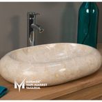 Bej Mermer Bombeli Kayık Lavabo