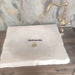 Bej Mermer Kare Tasarım Lavabo