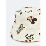 Bej Minnie Mouse Baskılı Erkek Bebek Bucket Şapka
