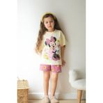 Bej Minnie Mouse Kısa Kollu Şortlu Çizgi Karakter Baskılı Kız Çocuk 2li Takım - 7 - 8 Yaş