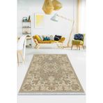 Bej Modern Dokuma Pamuk Tabanlı Kaymaz Kilim Klm051