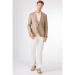 Bej Mono Yaka Slim Fit Erkek Ceket - 52