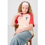 Bej O Yaka Pamuklu Baskılı Oversize Fit Kız Çocuk T-Shirt - 75179