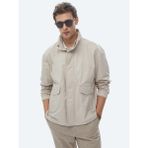 Bej Oversize Fit Dik Yaka Casual Dokuma Mont