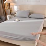 Bej Pamuklu Lastikli Çarşaf 90x200 cm Sessiz Lastikli Çarşaf Düz Renk Tekstil Klasik Pamuklu Lastikli Çarşaf Yatak Örtüsü Koruma Olarak Kutu Yaylı Yatak ve Yatak Örtüsü