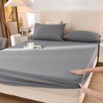 Bej Pamuklu Lastikli Çarşaf 90x200cm Gürültüsüz Çarşaf Düz Renk Tekstil Klasik Pamuklu Lastikli Çarşaf Yatak Örtüsü Kutu Yaylı Yatak ve Topper için Koruma Olarak