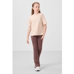 Bej Pamuklu O Yaka Oversize Fit Baskılı Kız Çocuk T-Shirt - 75178