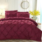 Bej Pileli Yatak Seti 4 Parça 135x200 Tutam Pintuck Pileli Ters Çevrilebilir Nevresim Takımı Katı Ezilmiş Geometrik Mikrofiber Estetik Nevresim ve 2 Yastık Kılıfı 80x80cm