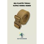 Bej Plastik Tokalı Klipsli Kobra Kemer