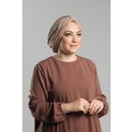 Bej Pratik Hazır Geçmeli Tesettür Bone Sandy Pileli Salaş 2121_12