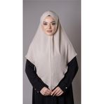 Bej Pratik Hazır Geçmeli Tesettür Eşarp Aerobin Kumaş Çapraz Hijab 2307_12