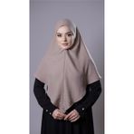 Bej Pratik Hazır Geçmeli Tesettür Eşarp Pamuk Caz Kumaş Düz Hijab 2306_12