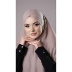 Bej Pratik Hazır Geçmeli Tesettür Eşarp Pamuk Caz Kumaş Tek Katlı Çapraz Hijab 2305_12
